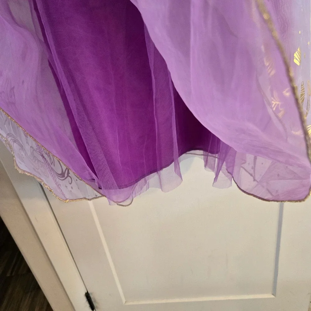 Disney Store Rapunzel Tangled Princess Costume Dress Purple Gold Kids 9/10